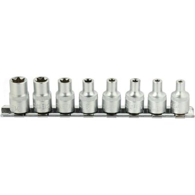GEKO, Steckschlüssel + Stecknuss, 3/8 TORX Innensechskant, 7-teiliger Satz, 4-14mm, CrV GEKO, Steckschlüssel + Stecknuss, 3/8 TORX Innensechskant, 7-teiliger Satz, 4-14mm, CrV