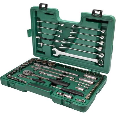 SATA, Steckschlüssel + Stecknuss, 1/4" & 1/2" 6-Kant Steckschlüssel & Ringmaulschlüssel Set, 76-teilig SATA, Steckschlüssel + Stecknuss, 1/4" & 1/2" 6-Kant Steckschlüssel & Ringmaulschlüssel Set, 76-teilig