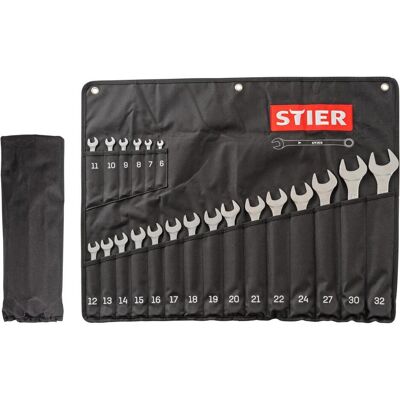 Stier, Schraubenschlüssel, Ringmaulschlüssel-Satz SW 6 - 32 mm 21-teilig (10 mm, 11 mm, 12 mm, 13 mm, 14 mm, 15 mm, 16 mm, 17 mm, 18 mm, 19 mm, 20 mm, 21 mm, 22 mm, 24 mm, 27 mm, 30 mm, 32 mm, 6 mm, 7 mm, 8 mm, 9 mm) Stier, Schraubenschlüssel, Ringmaulschlüssel-Satz SW 6 - 32 mm 21-teilig (10 mm, 11 mm, 12 mm, 13 mm, 14 mm, 15 mm, 16 mm, 17 mm, 18 mm, 19 mm, 20 mm, 21 mm, 22 mm, 24 mm, 27 mm, 30 mm, 32 mm, 6 mm, 7 mm, 8 mm, 9 mm)