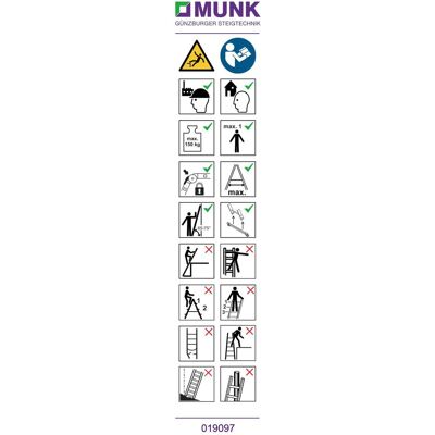Munk, Leiter + Gerüst, Hinweis-Aufkleber für Teleskopleiter mit zwei Quertraversen Aufkleber 19097 (Teleskopleiter) Munk, Leiter + Gerüst, Hinweis-Aufkleber für Teleskopleiter mit zwei Quertraversen Aufkleber 19097 (Teleskopleiter)