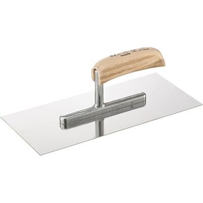 Fortis 280x130mm Glättekelle - Edelstahl, Holzgriff, gehärtet Fortis 280x130mm Glättekelle - Edelstahl, Holzgriff, gehärtet
