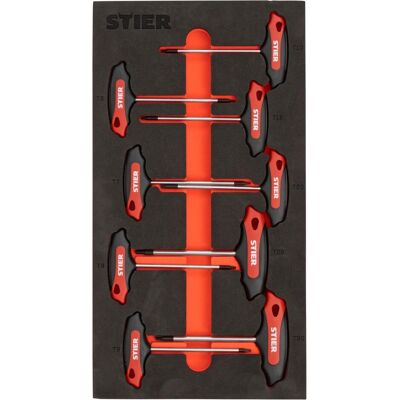 Stier, Schraubenzieher, T-Griff-Schraubendreher-Satz Torx TX6 - TX30 mm 9-teilig in Weichschaumeinlage (EVA) Stier, Schraubenzieher, T-Griff-Schraubendreher-Satz Torx TX6 - TX30 mm 9-teilig in Weichschaumeinlage (EVA)
