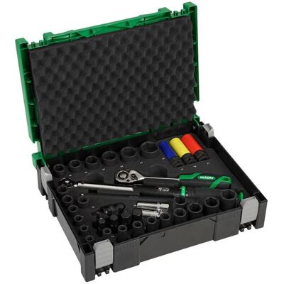 Hikoki, Steckschlüssel + Stecknuss, 39 delige ANWB velgen doppenset, momentsleutel 20-160Nm, alu velgen doppen, slagvaste doppen in HSCI (1/2") Hikoki, Steckschlüssel + Stecknuss, 39 delige ANWB velgen doppenset, momentsleutel 20-160Nm, alu velgen doppen, slagvaste doppen in HSCI (1/2")