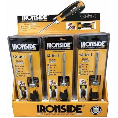 Ironside, Schraubenzieher, Ratschen-Schraubendreher 12 in 1 im Display Ironside, Schraubenzieher, Ratschen-Schraubendreher 12 in 1 im Display