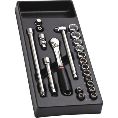 Facom, Steckschlüssel + Stecknuss, 3/8" STD 12kt. Steckschlüssel Schaumstoff- Modul (10 mm) Facom, Steckschlüssel + Stecknuss, 3/8" STD 12kt. Steckschlüssel Schaumstoff- Modul (10 mm)