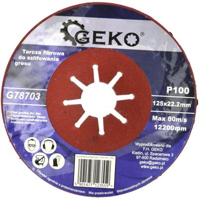 GEKO, Schleifmittel, Fiberscheibe 125mm P100, für Steinzeug (P100) GEKO, Schleifmittel, Fiberscheibe 125mm P100, für Steinzeug (P100)