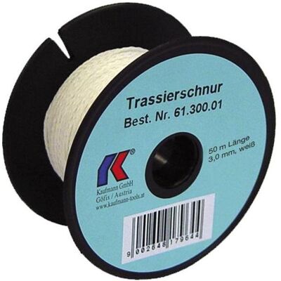 Kaufmann, Kelle + Spachtel, Trassierschnur weiss, leicht dehnbar, ø 3 mm Länge 100 m Kaufmann, Kelle + Spachtel, Trassierschnur weiss, leicht dehnbar, ø 3 mm Länge 100 m