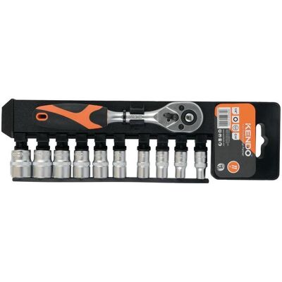 Kendo, Steckschlüssel + Stecknuss, Zwölfkant-Steckschlüsselsatz 1/4" 11-teilig (10 mm, 11 mm, 12 mm, 13 mm, 14 mm, 5 mm, 6 mm, 7 mm, 8 mm, 9 mm) Kendo, Steckschlüssel + Stecknuss, Zwölfkant-Steckschlüsselsatz 1/4" 11-teilig (10 mm, 11 mm, 12 mm, 13 mm, 14 mm, 5 mm, 6 mm, 7 mm, 8 mm, 9 mm)