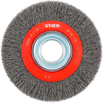 Stier, Schleifmittel, Rundbürste Ø 200 mm, Bohrungs-Ø 32 mm, 0,35 mm, gewellt, Stahl Stier, Schleifmittel, Rundbürste Ø 200 mm, Bohrungs-Ø 32 mm, 0,35 mm, gewellt, Stahl