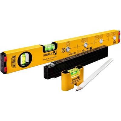 Stabila, Wasserwaage, ELECTRIC KIT - Elektriker Wasserwaage Type 70 Electric /43 cm mit Markierlöchern, Mini-Wasse Stabila, Wasserwaage, ELECTRIC KIT - Elektriker Wasserwaage Type 70 Electric /43 cm mit Markierlöchern, Mini-Wasse