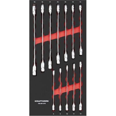 Kraftwerk, Schraubenschlüssel, Ratschen Ringmaulschlüsselsatz Einlage (10 mm, 11 mm, 12 mm, 13 mm, 14 mm, 15 mm, 16 mm, 17 mm, 18 mm) Kraftwerk, Schraubenschlüssel, Ratschen Ringmaulschlüsselsatz Einlage (10 mm, 11 mm, 12 mm, 13 mm, 14 mm, 15 mm, 16 mm, 17 mm, 18 mm)