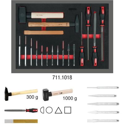 KS Tools, Zubehör Werkzeugaufbewahrung, Feilen-, Meissel- und Hammer-Satz, 18 Teile, Einlage ganze Schubfläche KS Tools, Zubehör Werkzeugaufbewahrung, Feilen-, Meissel- und Hammer-Satz, 18 Teile, Einlage ganze Schubfläche