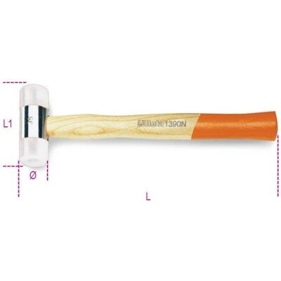 Beta - Mazzuola battenti in nylon 1390n - Austauschbare Nylon-Köpfe - Holzgriff - Blecharbeiten - 22/60 mm - Hammer Beta - Mazzuola battenti in nylon 1390n - Austauschbare Nylon-Köpfe - Holzgriff - Blecharbeiten - 22/60 mm - Hammer