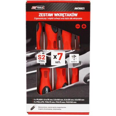 Awtools, Schraubenzieher, AW ZESTAW WKRĘTAKÓW S2 / 7szt. (Kreuzschlitz, Schlitz) Awtools, Schraubenzieher, AW ZESTAW WKRĘTAKÓW S2 / 7szt. (Kreuzschlitz, Schlitz)