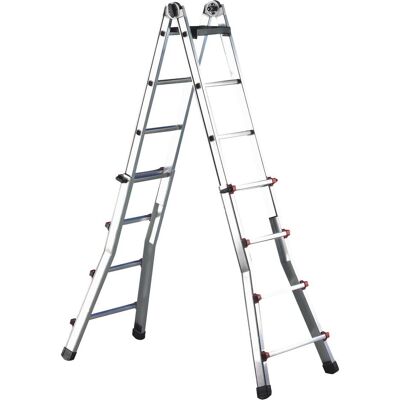 Cimco, Leiter + Gerüst, Aluminium-Teleskop-Leiter mit 2 x 7 Stufen, Höhe min/max 1,25m/3,55m, 9,6 kg (Teleskopleiter, 171 cm) Cimco, Leiter + Gerüst, Aluminium-Teleskop-Leiter mit 2 x 7 Stufen, Höhe min/max 1,25m/3,55m, 9,6 kg (Teleskopleiter, 171 cm)