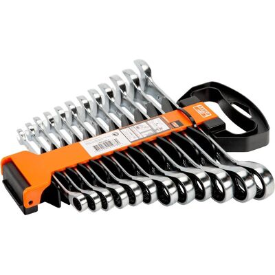Bahco Schraubenschlüssel, Satz metrische Knarren-Ring-Maulschlüssel - 12-teilig/Kunststoffhalter (10 mm, 11 mm, 12 mm, 13 mm, 14 mm, 15 mm, 16 mm, 17 mm, 18 mm, 19 mm, 8 mm, 9 mm) Bahco Schraubenschlüssel, Satz metrische Knarren-Ring-Maulschlüssel - 12-teilig/Kunststoffhalter (10 mm, 11 mm, 12 mm, 13 mm, 14 mm, 15 mm, 16 mm, 17 mm, 18 mm, 19 mm, 8 mm, 9 mm)