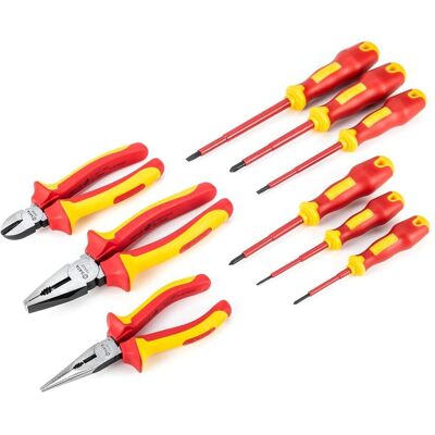 SATA, Schraubenzieher, Schraubendreher- und Zangenset isoliert, 9-tlg. SATA, Schraubenzieher, Schraubendreher- und Zangenset isoliert, 9-tlg.