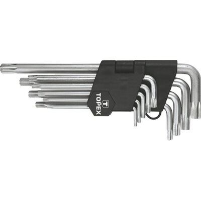 Topex, Sechskantschlüssel, Torx-Schlüsselsatz, Typ L T10-T50 9-tlg. (35D961) Topex, Sechskantschlüssel, Torx-Schlüsselsatz, Typ L T10-T50 9-tlg. (35D961)