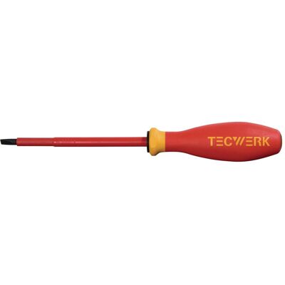 Tecwerk, Schraubenzieher, Schraubendreher Schneidenbreite 5,5 mm Klingenlänge 125 mm VDE isoliert (Schlitzschrauben) Tecwerk, Schraubenzieher, Schraubendreher Schneidenbreite 5,5 mm Klingenlänge 125 mm VDE isoliert (Schlitzschrauben)