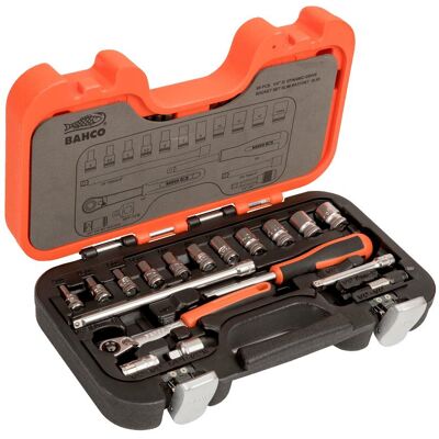 Bahco Steckschlüssel + Stecknuss, Satz 1/4"-Steckschlüsseleinsätze, metrisch, Sechskantprofil, Vierkantantrieb, inklusive Umschaltkn Bahco Steckschlüssel + Stecknuss, Satz 1/4"-Steckschlüsseleinsätze, metrisch, Sechskantprofil, Vierkantantrieb, inklusive Umschaltkn