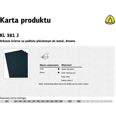 Klingspor, Schleifmittel, ABRASIVE SHEETS 230mm x 280mm KL381J 400/50 pcs. (400, 50) Klingspor, Schleifmittel, ABRASIVE SHEETS 230mm x 280mm KL381J 400/50 pcs. (400, 50)
