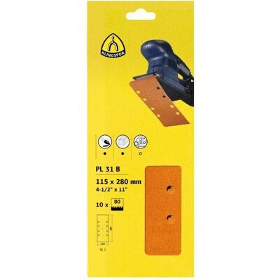 Klingspor, Schleifmittel, PL 31 B Schleifmittel (Set), 93 x 230 mm Lochform GL9, SB-verpackt im Reiter (120, 40, 80) Klingspor, Schleifmittel, PL 31 B Schleifmittel (Set), 93 x 230 mm Lochform GL9, SB-verpackt im Reiter (120, 40, 80)