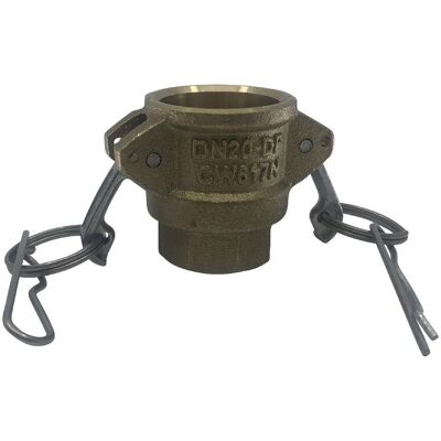 BRW, Schlauchanschluss + Schlauchverbinder, Mutterteil Typ D KAMLOK aus Messing mit BSPP Innengewinde, flachdichtend (19 mm) BRW, Schlauchanschluss + Schlauchverbinder, Mutterteil Typ D KAMLOK aus Messing mit BSPP Innengewinde, flachdichtend (19 mm)