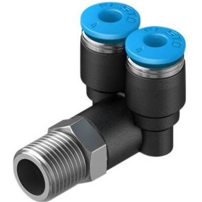 Festo, Rohrverbindungstechnik, Y-Verschraubung, Druckluft, Messing, 41.2mm, R1/8″, Gewindestift Festo, Rohrverbindungstechnik, Y-Verschraubung, Druckluft, Messing, 41.2mm, R1/8″, Gewindestift