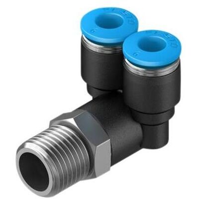 Festo, Rohrverbindungstechnik, Y-Verschraubung, Druckluft, Messing, 50.8mm, R1/4″, Gewindestift Festo, Rohrverbindungstechnik, Y-Verschraubung, Druckluft, Messing, 50.8mm, R1/4″, Gewindestift