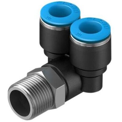 Festo, Rohrverbindungstechnik, Y-Verschraubung, Druckluft, Messing, 59.5mm, R3/8″, Gewindestift (T-Verbindung) Festo, Rohrverbindungstechnik, Y-Verschraubung, Druckluft, Messing, 59.5mm, R3/8″, Gewindestift (T-Verbindung)