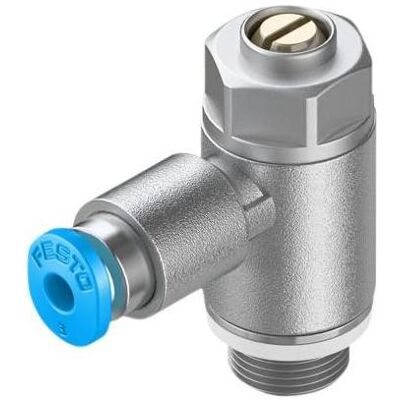 Festo, Ventil, Drosselventil, Schlitzschraube, G1/8″ / QS-3, 20kPa... 1MPa, 130L/min Festo, Ventil, Drosselventil, Schlitzschraube, G1/8″ / QS-3, 20kPa... 1MPa, 130L/min