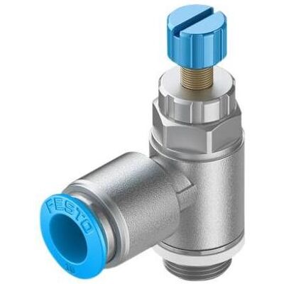 Festo, Ventil, Drosselventil, Rändelschraube, G 1/4″ / QS-10, 20kPa... 1MPa, 480L/min Festo, Ventil, Drosselventil, Rändelschraube, G 1/4″ / QS-10, 20kPa... 1MPa, 480L/min