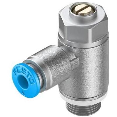 Festo, Ventil, Drosselventil, Schlitzschraube, G1/8″ / QS-6, 20kPa... 1MPa, 160L/min Festo, Ventil, Drosselventil, Schlitzschraube, G1/8″ / QS-6, 20kPa... 1MPa, 160L/min