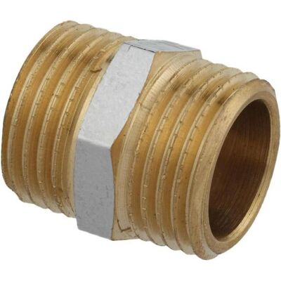 Magni, Rohrverbindungstechnik, MS Doppelnippel teilverchromt 3/8" AG (Doppelnippel) Magni, Rohrverbindungstechnik, MS Doppelnippel teilverchromt 3/8" AG (Doppelnippel)