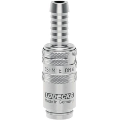 Lüdecke, Schlauchanschluss + Schlauchverbinder, Sicherheitsschnellkupplung Form H aus Edelstahl TempSecure gerade mit Ventil (Kupplung, 13 mm) Lüdecke, Schlauchanschluss + Schlauchverbinder, Sicherheitsschnellkupplung Form H aus Edelstahl TempSecure gerade mit Ventil (Kupplung, 13 mm)