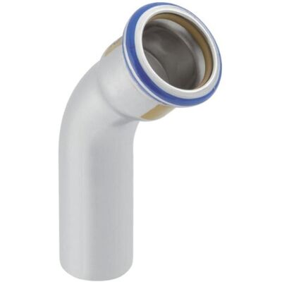 Geberit Rohrverbindungstechnik, Gas-Bogen Mapress 45Gr, m Einschubende, Edelstahl, d= 18mm Geberit Rohrverbindungstechnik, Gas-Bogen Mapress 45Gr, m Einschubende, Edelstahl, d= 18mm