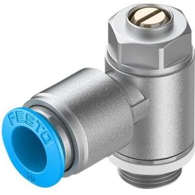 Festo, Ventil, Drosselventil, Schlitzschraube, G 1/4″ / QS-10, 20kPa... 1MPa, 480L/min Festo, Ventil, Drosselventil, Schlitzschraube, G 1/4″ / QS-10, 20kPa... 1MPa, 480L/min