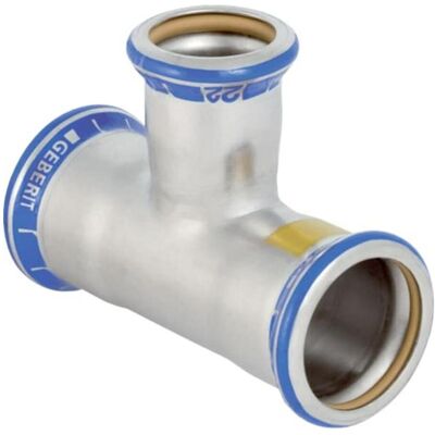 Geberit Rohrverbindungstechnik, Gas-T-Stück Mapress d= 42x35x42mm, reduziert, Edelstahl (T-Verbindung) Geberit Rohrverbindungstechnik, Gas-T-Stück Mapress d= 42x35x42mm, reduziert, Edelstahl (T-Verbindung)