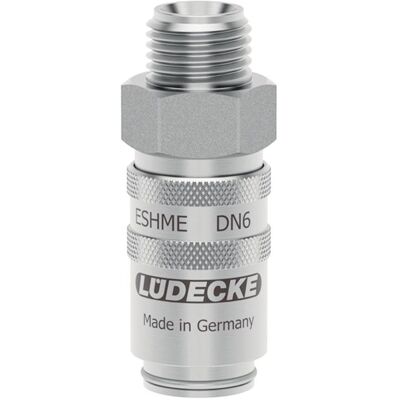 Lüdecke, Schlauchanschluss + Schlauchverbinder, Schnellverschlusskupplung Form H aus Edelstahl gerade mit Aussengewinde ohne Ventil (Kupplung, 13 mm) Lüdecke, Schlauchanschluss + Schlauchverbinder, Schnellverschlusskupplung Form H aus Edelstahl gerade mit Aussengewinde ohne Ventil (Kupplung, 13 mm)