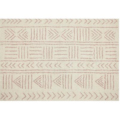 Beliani Baumwoll-Teppich - Geometrisches Muster, 140x200 cm, Beige & Rosa - Teppich Beliani Baumwoll-Teppich - Geometrisches Muster, 140x200 cm, Beige & Rosa - Teppich