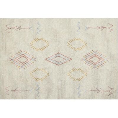 Beliani Baumwolle 140x200cm Geometrischer Muster Handgefertigter Teppich - Teppich Beliani Baumwolle 140x200cm Geometrischer Muster Handgefertigter Teppich - Teppich