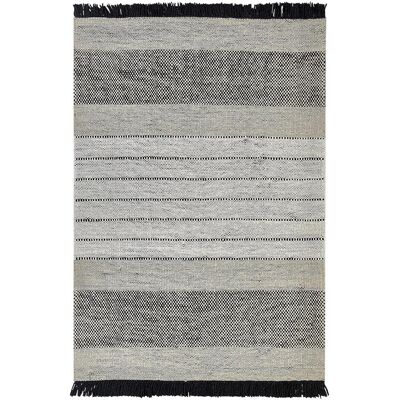 Beliani Wollteppich 160 x 230 cm Beige Schwarz - Teppich Beliani Wollteppich 160 x 230 cm Beige Schwarz - Teppich