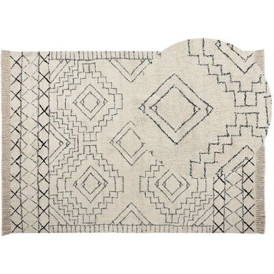 Beliani Baumwoll-Azteken Muster Teppich - 140x200cm Beliani Baumwoll-Azteken Muster Teppich - 140x200cm