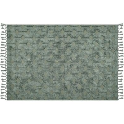 Beliani Baumwoll Teppich - 160x230cm Grün Geometrisches Muster Beliani Baumwoll Teppich - 160x230cm Grün Geometrisches Muster
