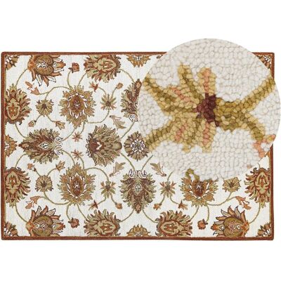Beliani Woll Teppich 140 x 200 cm Beige und Braun - Teppich Beliani Woll Teppich 140 x 200 cm Beige und Braun - Teppich