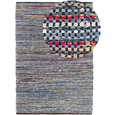Beliani Baumwollteppich Blau 160x230cm Handgefertigt Boho Beliani Baumwollteppich Blau 160x230cm Handgefertigt Boho