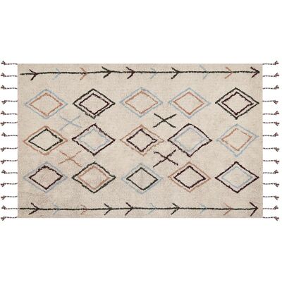 Beliani Baumwoll-Teppich 140 x 200 cm Beige CORUM - Teppich Beliani Baumwoll-Teppich 140 x 200 cm Beige CORUM - Teppich