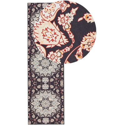 Beliani Beiger Schwarz Polyester Läufer - Flur Orientalisches Muster Beliani Beiger Schwarz Polyester Läufer - Flur Orientalisches Muster