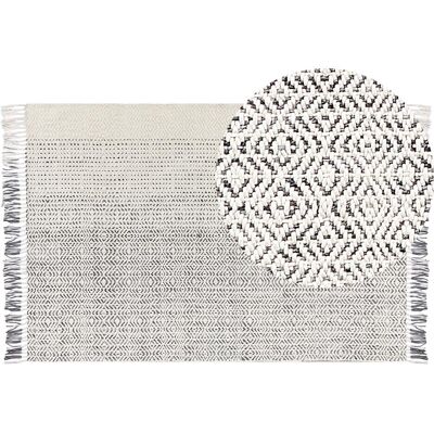 Beliani Wollteppich OMERLI - 160x230cm Weiß Grau - Teppich aus Wolle Beliani Wollteppich OMERLI - 160x230cm Weiß Grau - Teppich aus Wolle