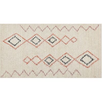 Beliani Teppich Beige Baumwolle 80 x 150 cm - Geometrisches Muster - Wohnzimmer Beliani Teppich Beige Baumwolle 80 x 150 cm - Geometrisches Muster - Wohnzimmer